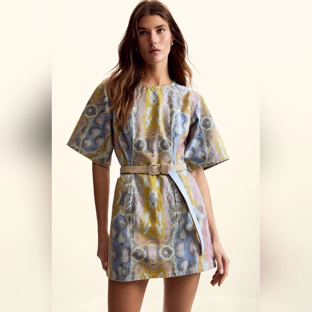 Desigual x Christian Lacroix Tapestry Dress NWT Size M Belted Mini Artsy Print - Picture 2 of 8